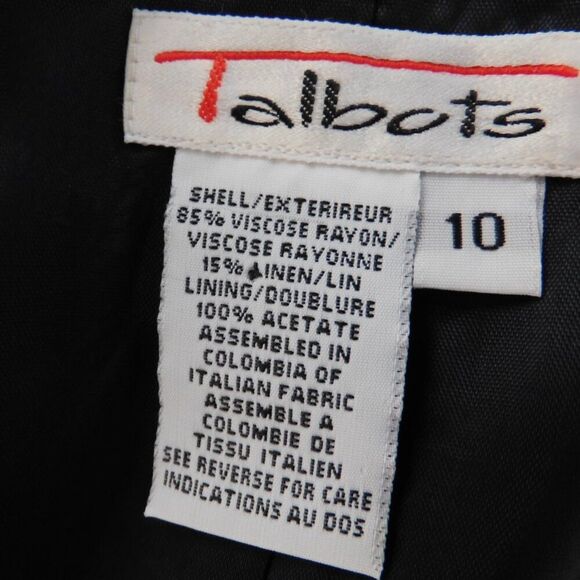 Vintage Talbots Womens Linen Blend Two Piece Skirt Blazer Outfit Sz 4 Navy Blue - Picture 4 of 9